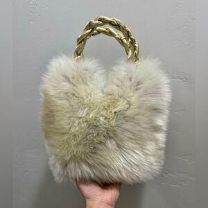Handmade Genuine Shearling Leather Sheepskin Braided Top Handles Bag/ Crossbody